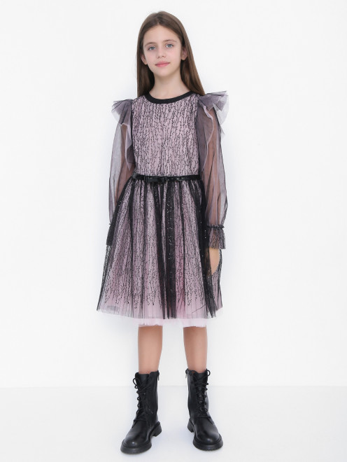 Платье с длинным рукавом и поясом Aletta Couture - МодельОбщийВид