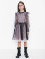 Платье с длинным рукавом и поясом Aletta Couture  –  МодельОбщийВид
