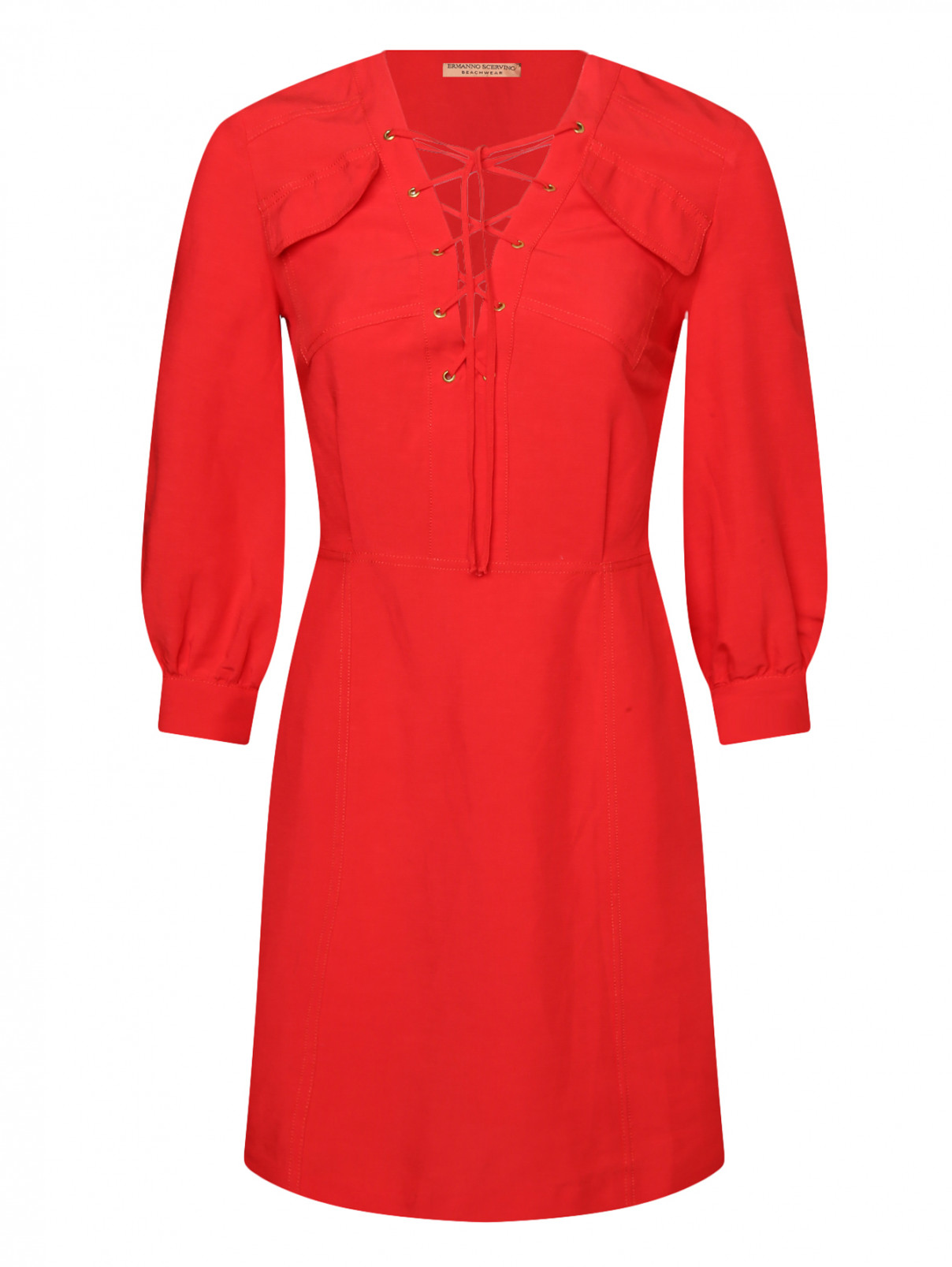 Платье мини из вискозы Ermanno Scervino  –  Общий вид  – Цвет:  Красный