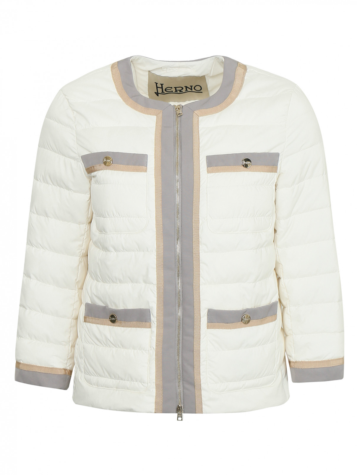 Куртка пуховая с отделкой Herno  –  Общий вид  – Цвет:  Белый