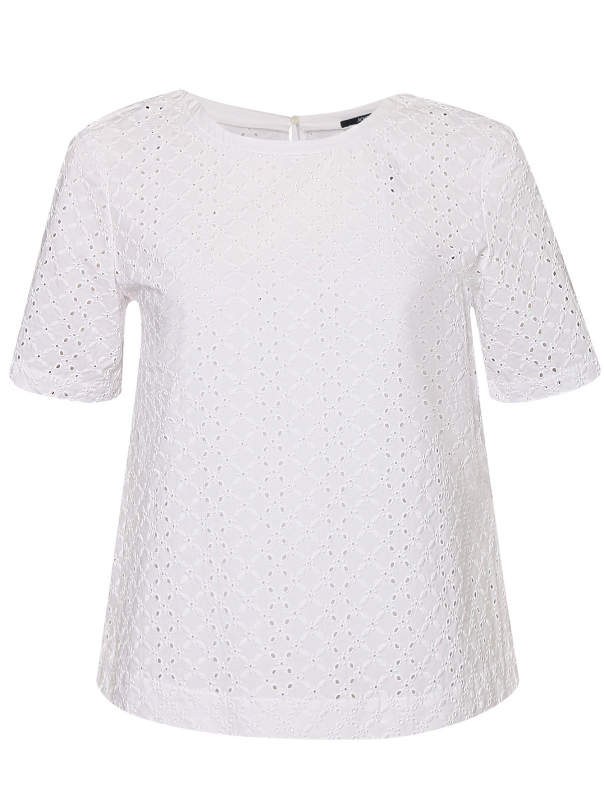 Блуза из хлопка с вышивкой Joop  –  Общий вид  – Цвет:  Белый