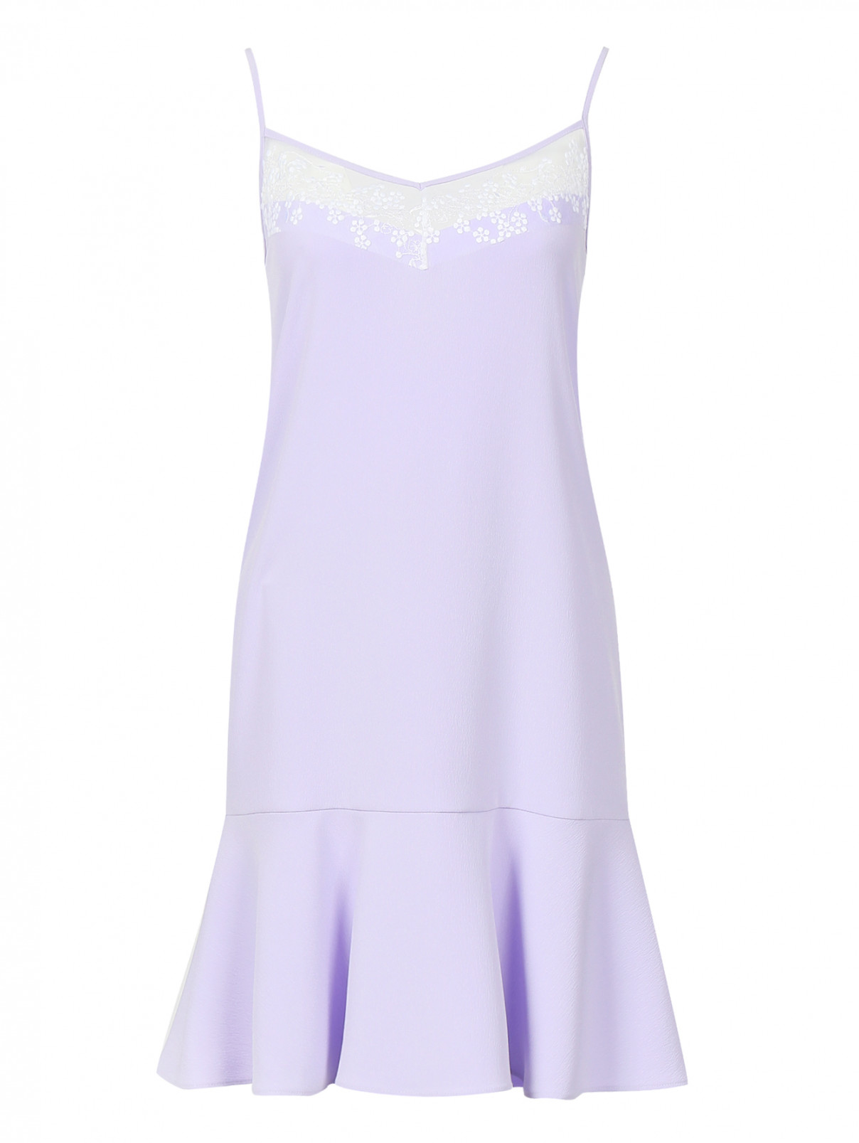 Платье-комбинация с вышивкой Carven  –  Общий вид  – Цвет:  Фиолетовый