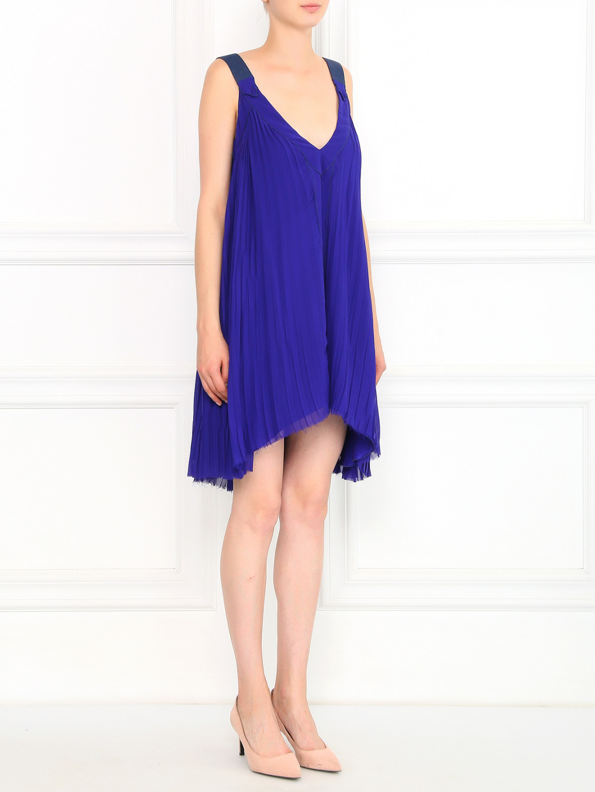 Платье из шелка свободного кроя Costume National  –  Модель Общий вид  – Цвет:  Фиолетовый