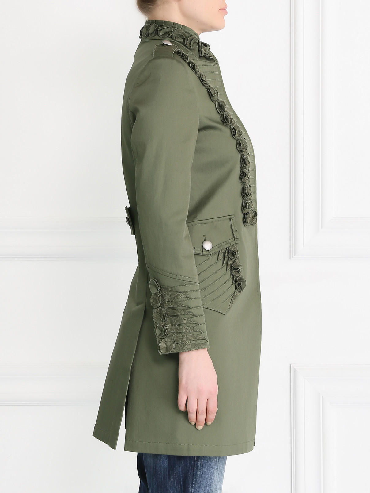 Легкое пальто с декором Ermanno Scervino  –  Модель Верх-Низ2  – Цвет:  Зеленый