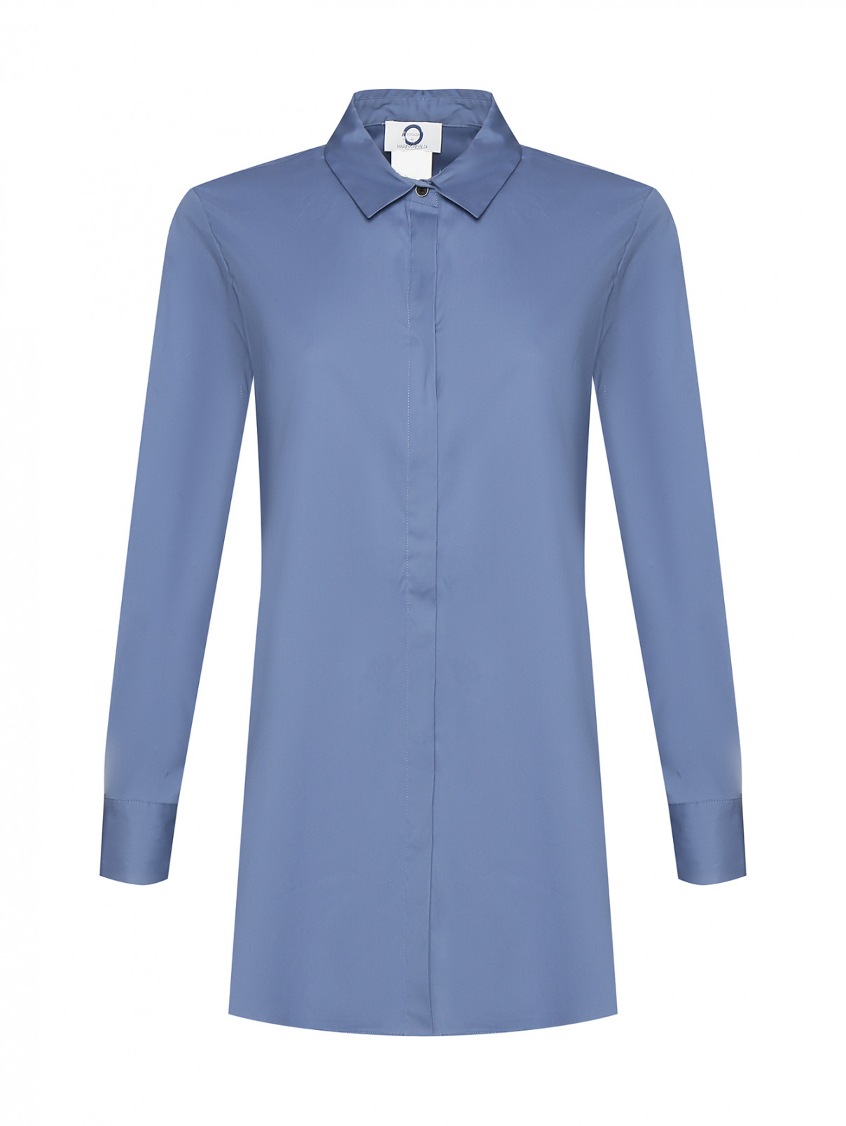 Рубашка с рядом пуговиц по бокам Marina Rinaldi  –  Общий вид  – Цвет:  Синий