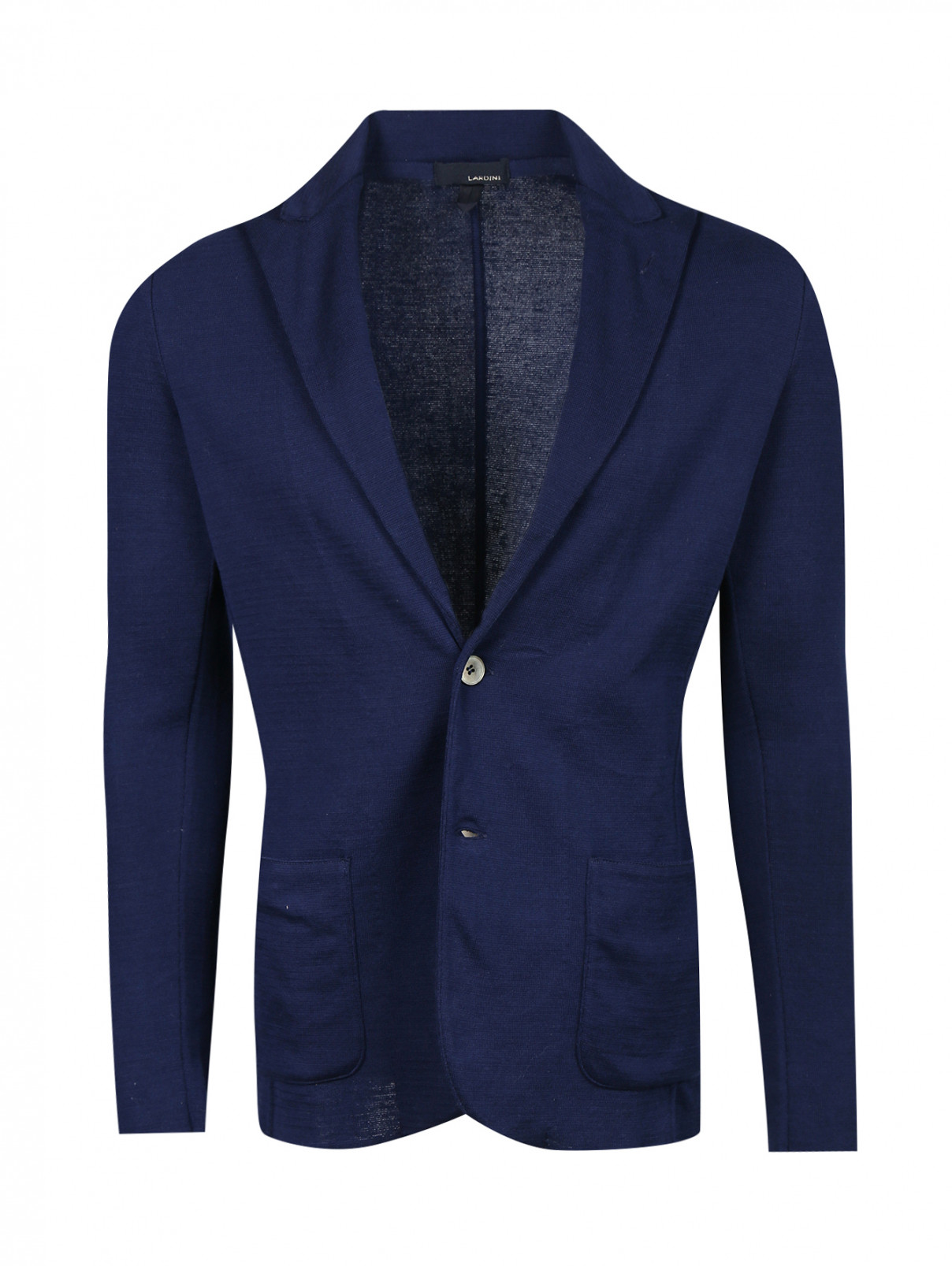 Пиджак трикотажный из хлопка LARDINI  –  Общий вид  – Цвет:  Синий