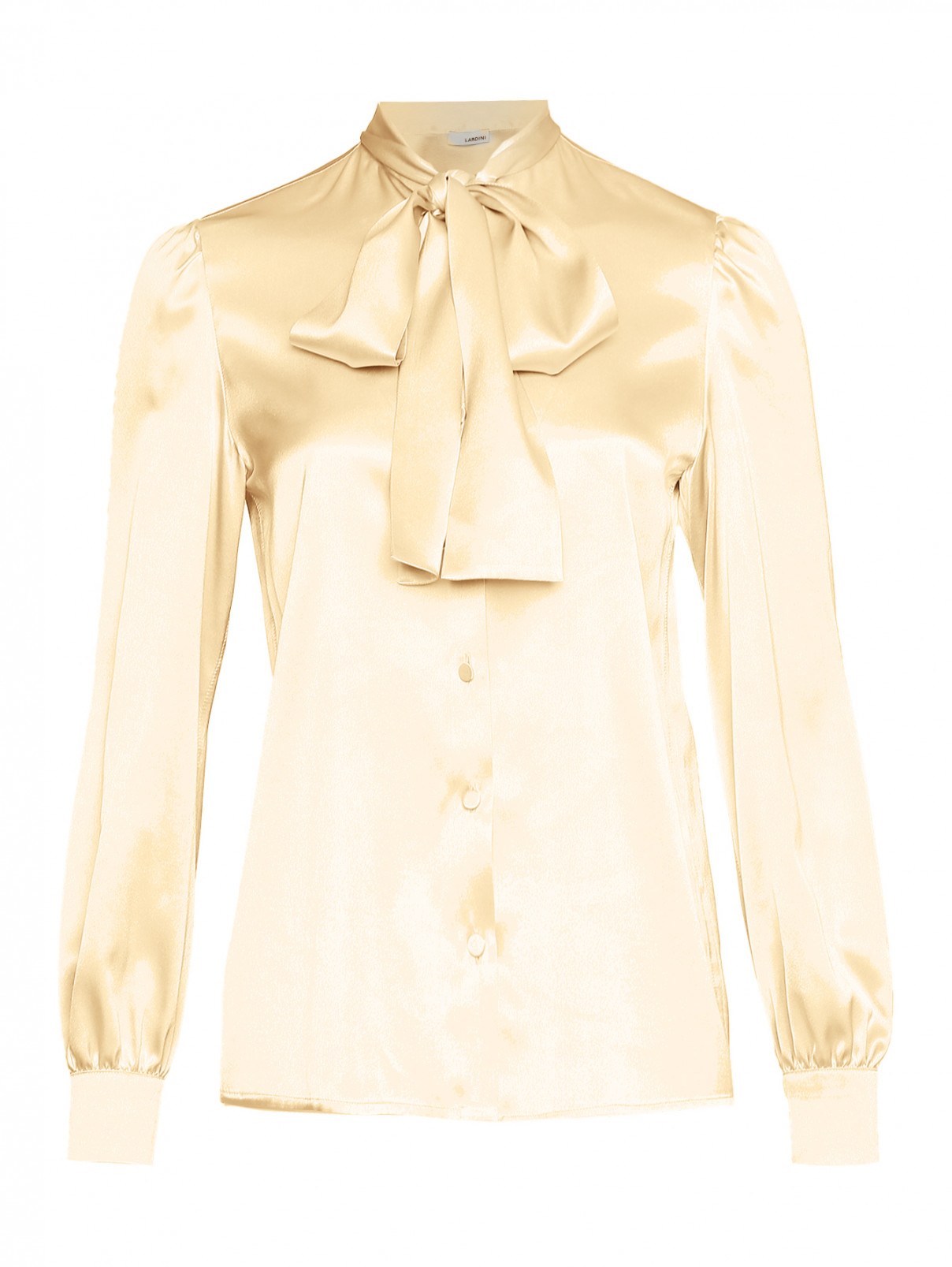 Блуза из шелка с бантом LARDINI  –  Общий вид  – Цвет:  Бежевый