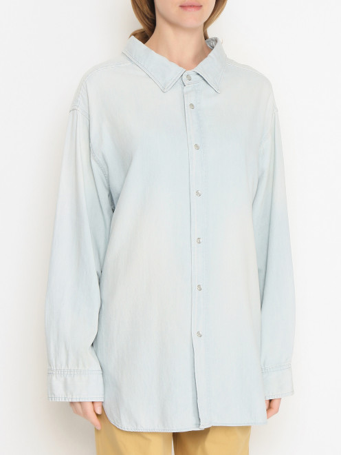 Рубашка оверсайз из хлопка Balenciaga - МодельВерхНиз