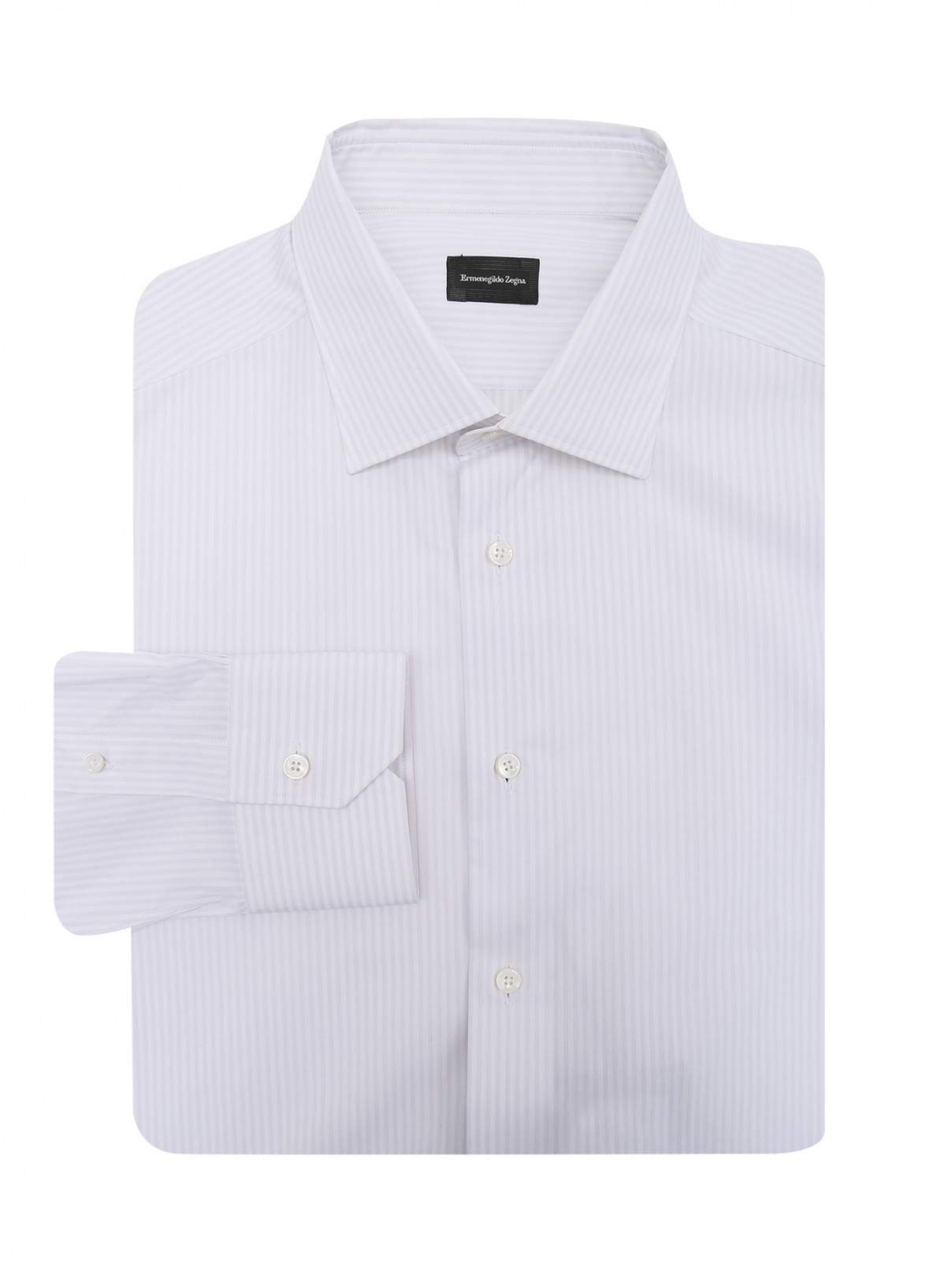 Рубашка из хлопка с узором полоска Ermenegildo Zegna  –  Общий вид  – Цвет:  Узор