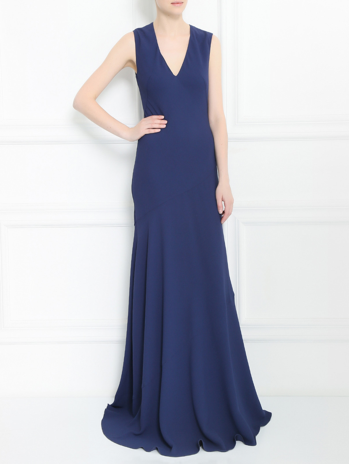 Платье-макси Carven  –  Модель Общий вид  – Цвет:  Синий