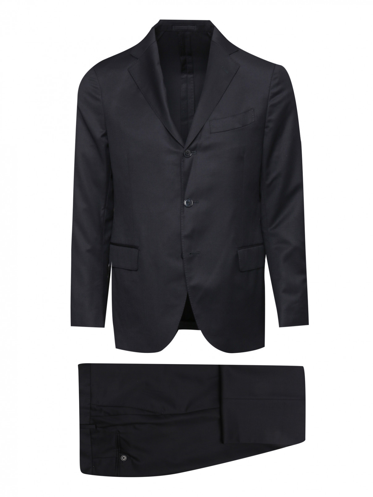 Однотонный костюм из шерсти LARDINI  –  Общий вид  – Цвет:  Черный