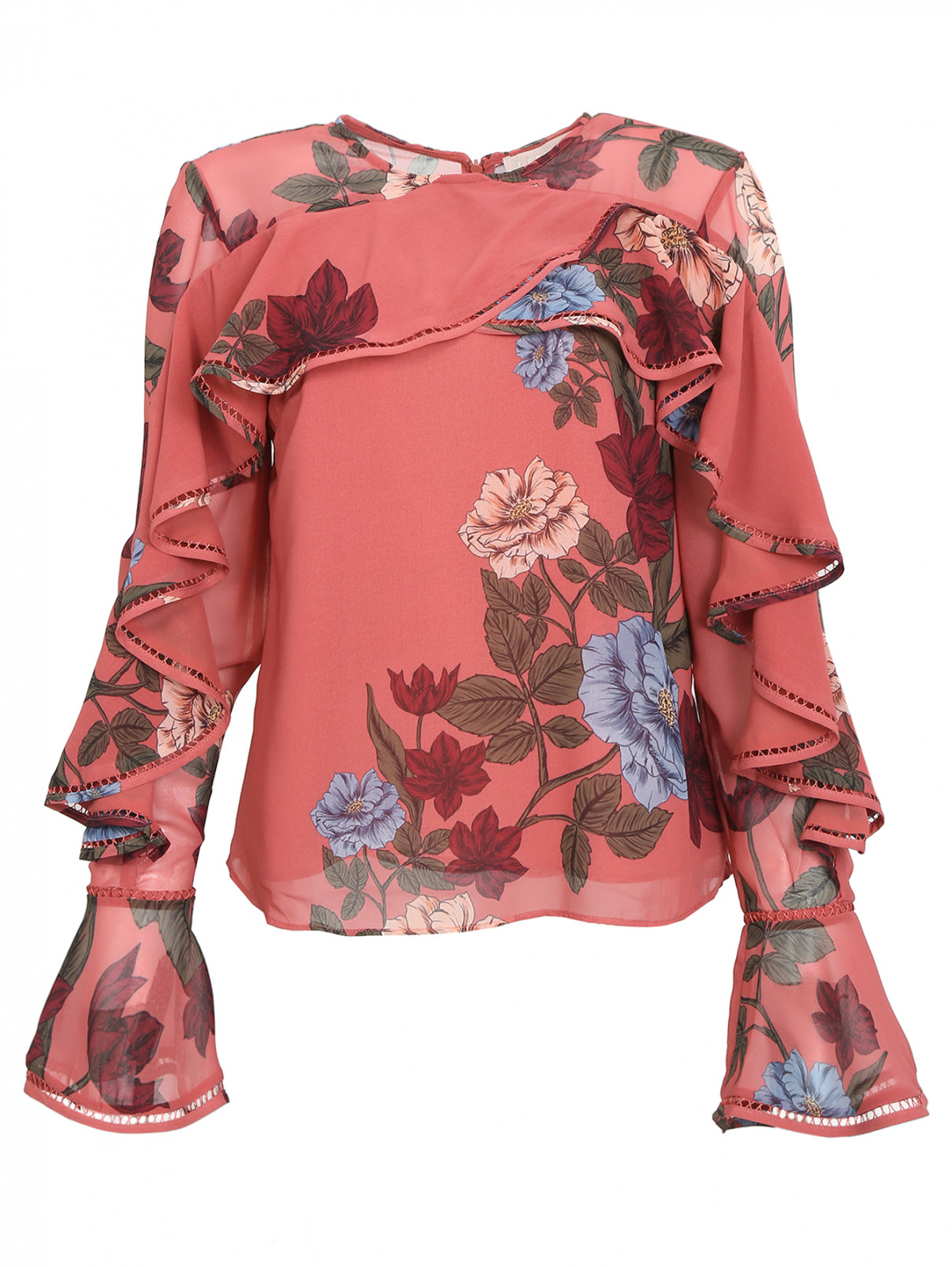 Блуза из шелка с воланом Keepsake  –  Общий вид  – Цвет:  Розовый