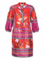 Свободное платье-мини из шелка с узором Diane von Furstenberg  –  Общий вид