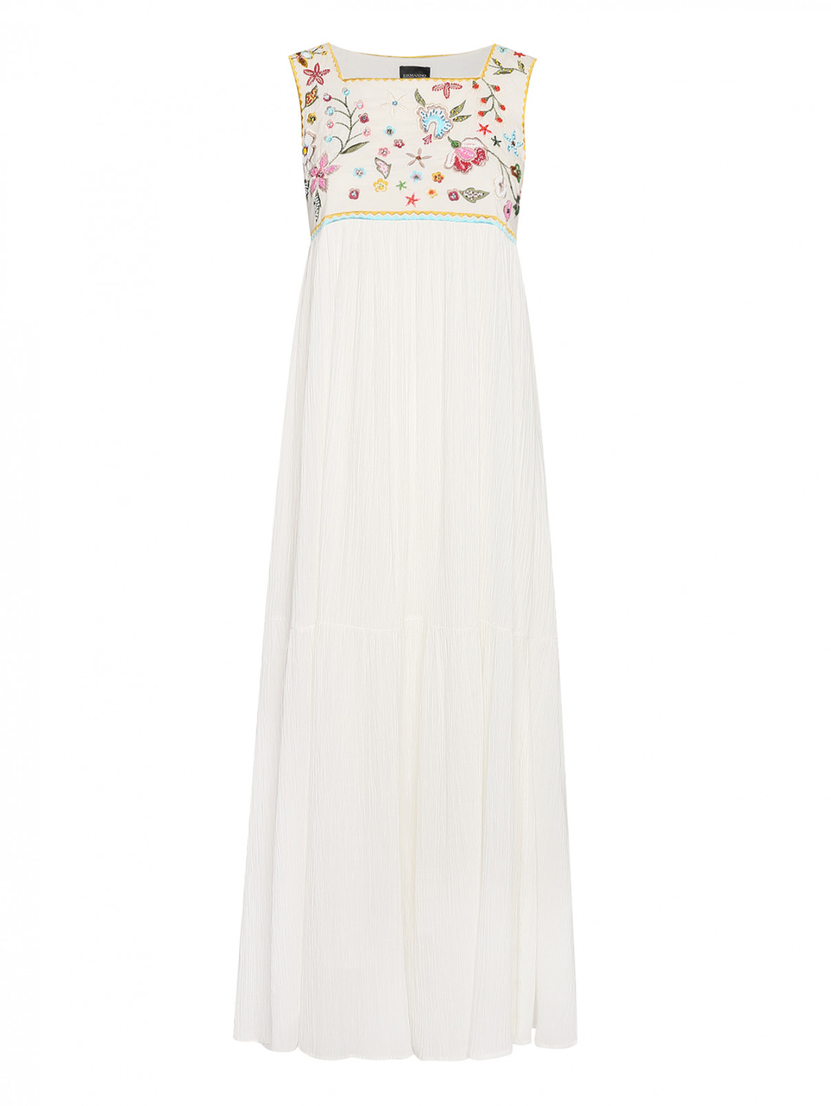 Платье-миди с вышивкой Ermanno Ermanno Scervino  –  Общий вид  – Цвет:  Белый