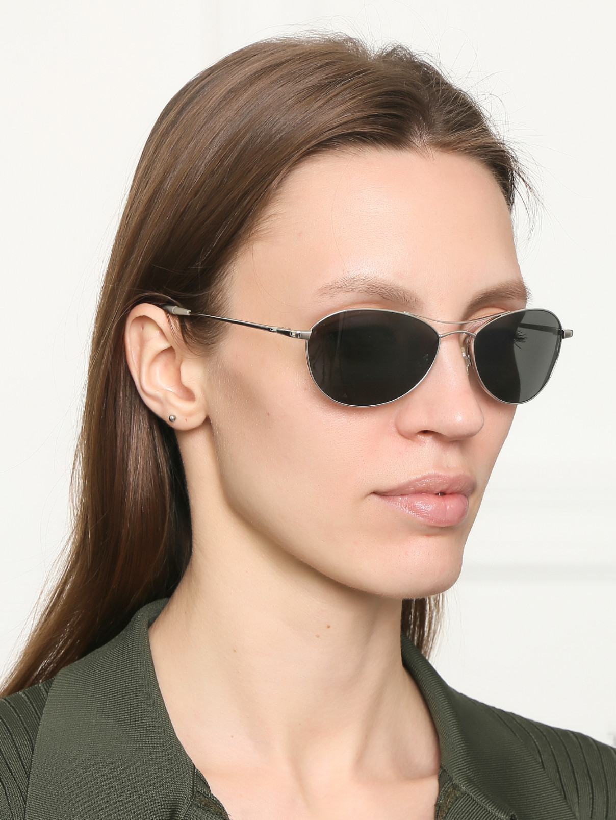 Очки солнцезащитные в оправе из металла Oliver Peoples  –  МодельОбщийВид  – Цвет:  Металлик