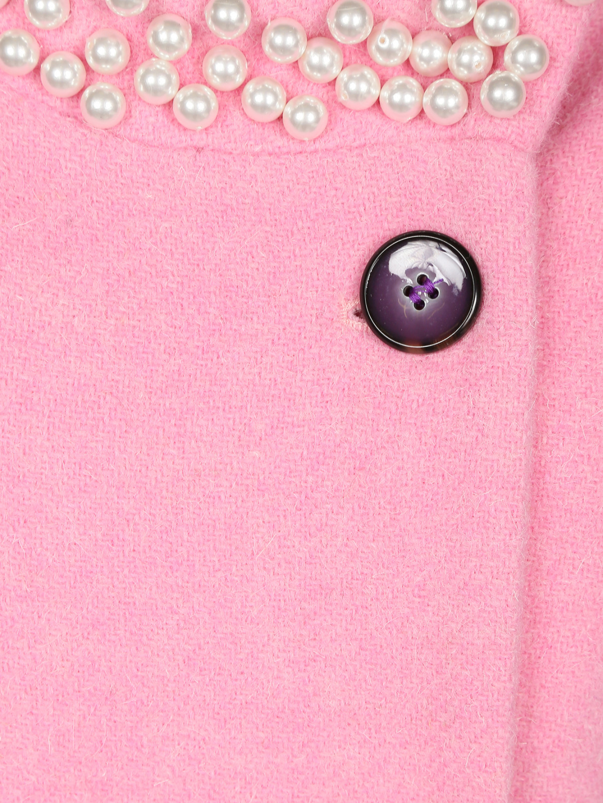 Пальто из шерсти с аппликаций из бусин Femme by Michele R.  –  Деталь  – Цвет:  Розовый