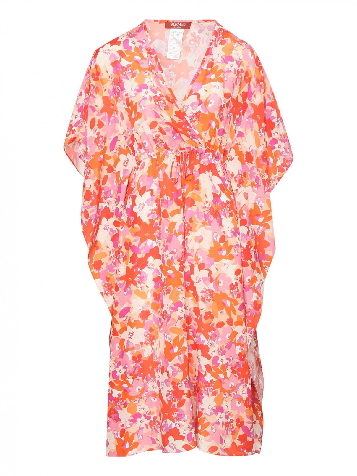 Платье из шелка с поясом Max Mara  –  Общий вид  – Цвет:  Узор