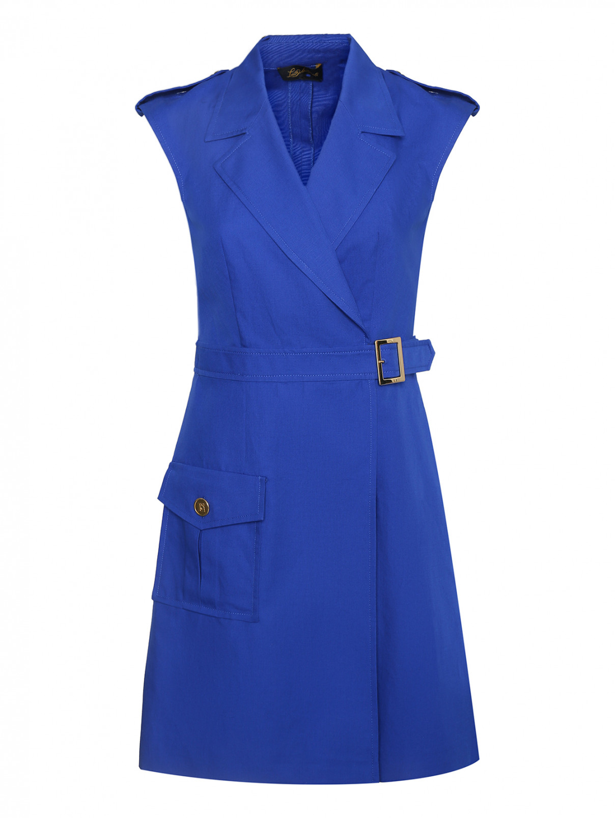 Платье без рукавов на запах Luisa Spagnoli  –  Общий вид  – Цвет:  Синий
