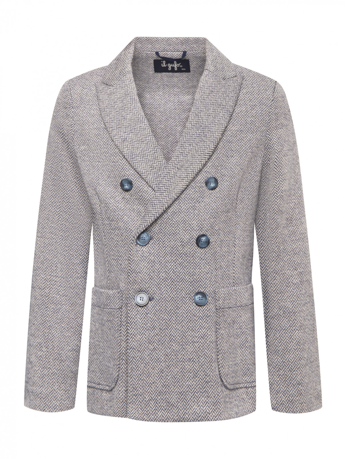 Пиджак из хлопка с накладными карманами Il Gufo  –  Общий вид  – Цвет:  Синий