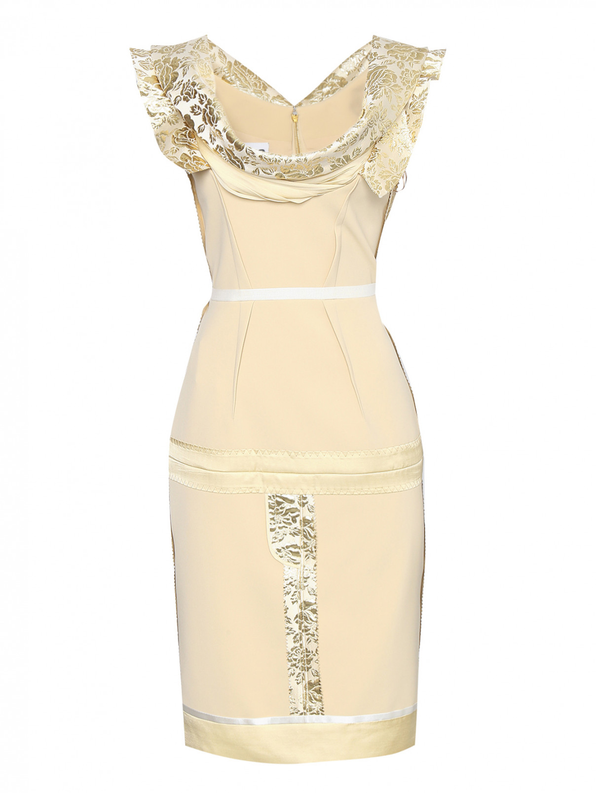 Платье-мини с узором Moschino  –  Общий вид  – Цвет:  Бежевый