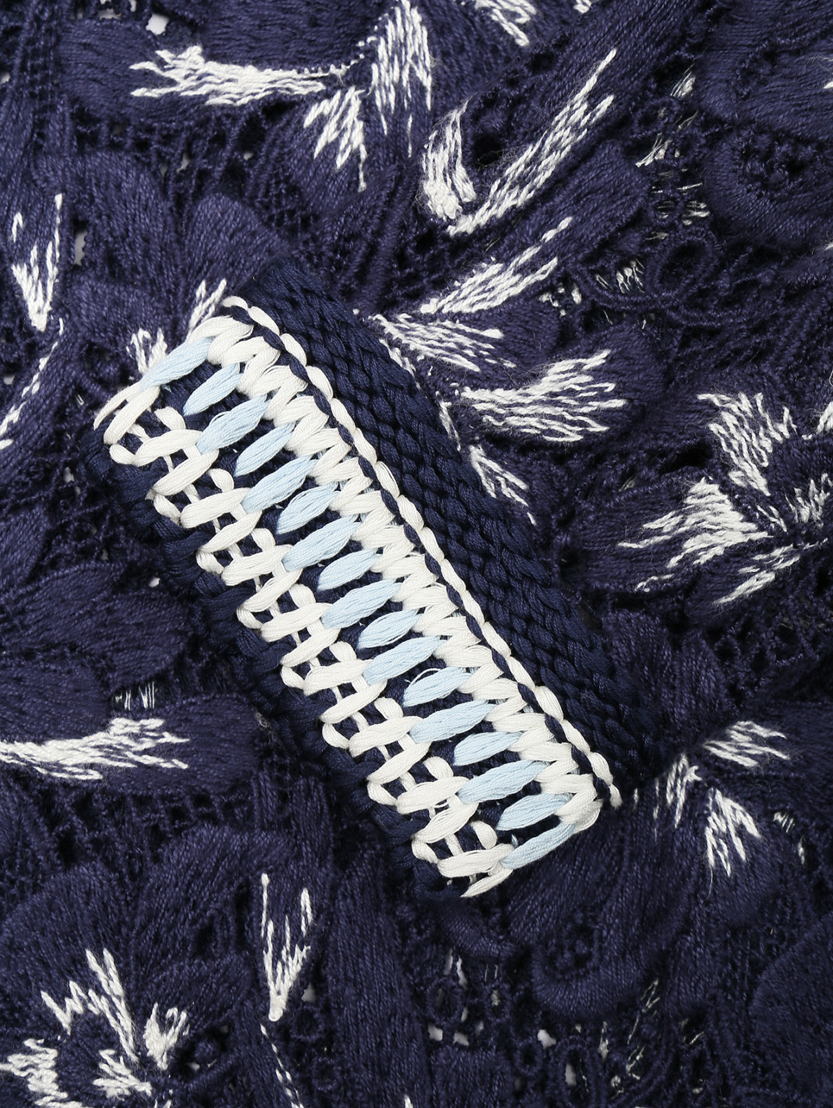 Трикотажная накидка с вышивкой Ermanno Scervino  –  Деталь1  – Цвет:  Синий