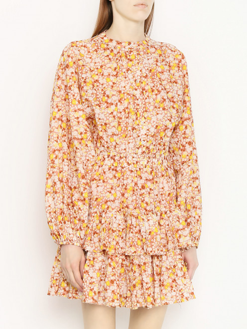 Платье-мини с цветочным узором  - МодельВерхНиз