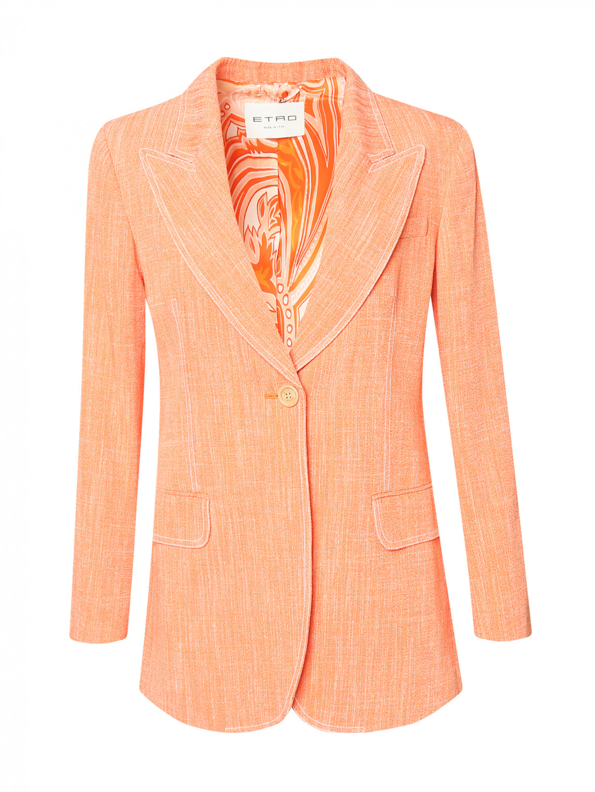 Жакет с контрастной отстрочкой Etro  –  Общий вид  – Цвет:  Оранжевый