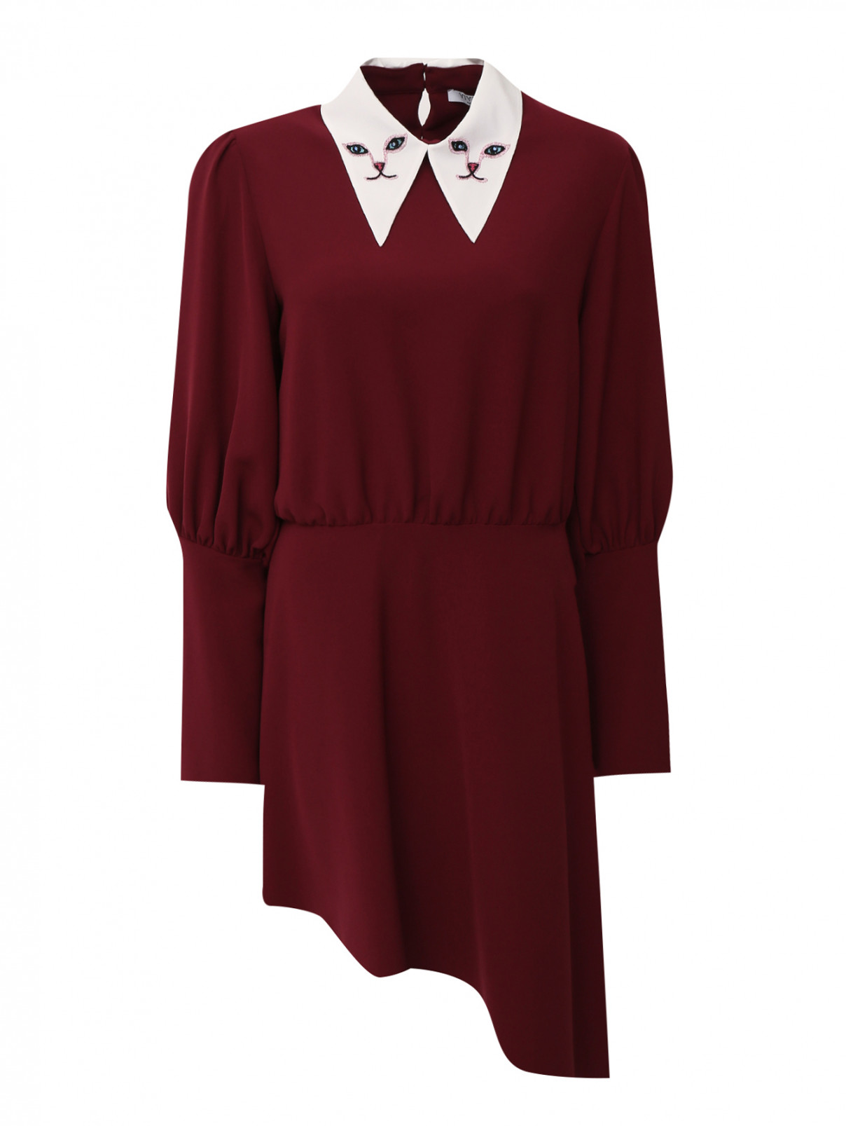 Платье с ассиметричным низом и контрастным воротником Vivetta  –  Общий вид  – Цвет:  Красный