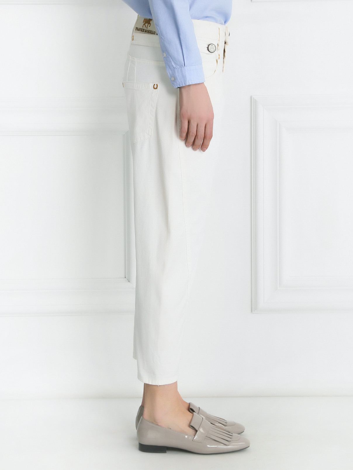 Укороченные джинсы свободного кроя Frankie Morello  –  Модель Верх-Низ2  – Цвет:  Белый