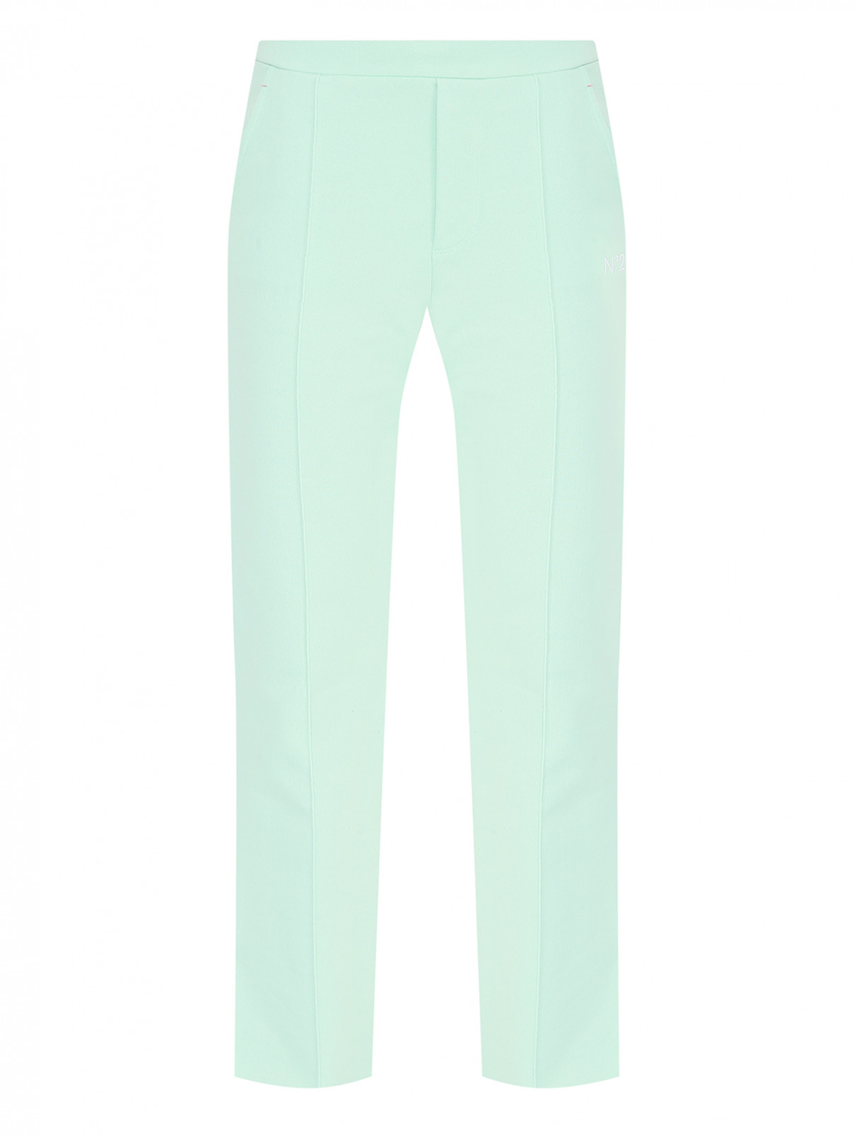 Трикотажные брюки с карманами и вышивкой N21  –  Общий вид  – Цвет:  Зеленый