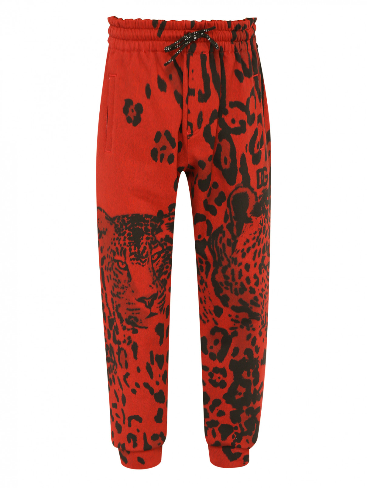 Трикотажные брюки с узором Dolce & Gabbana  –  Общий вид  – Цвет:  Красный