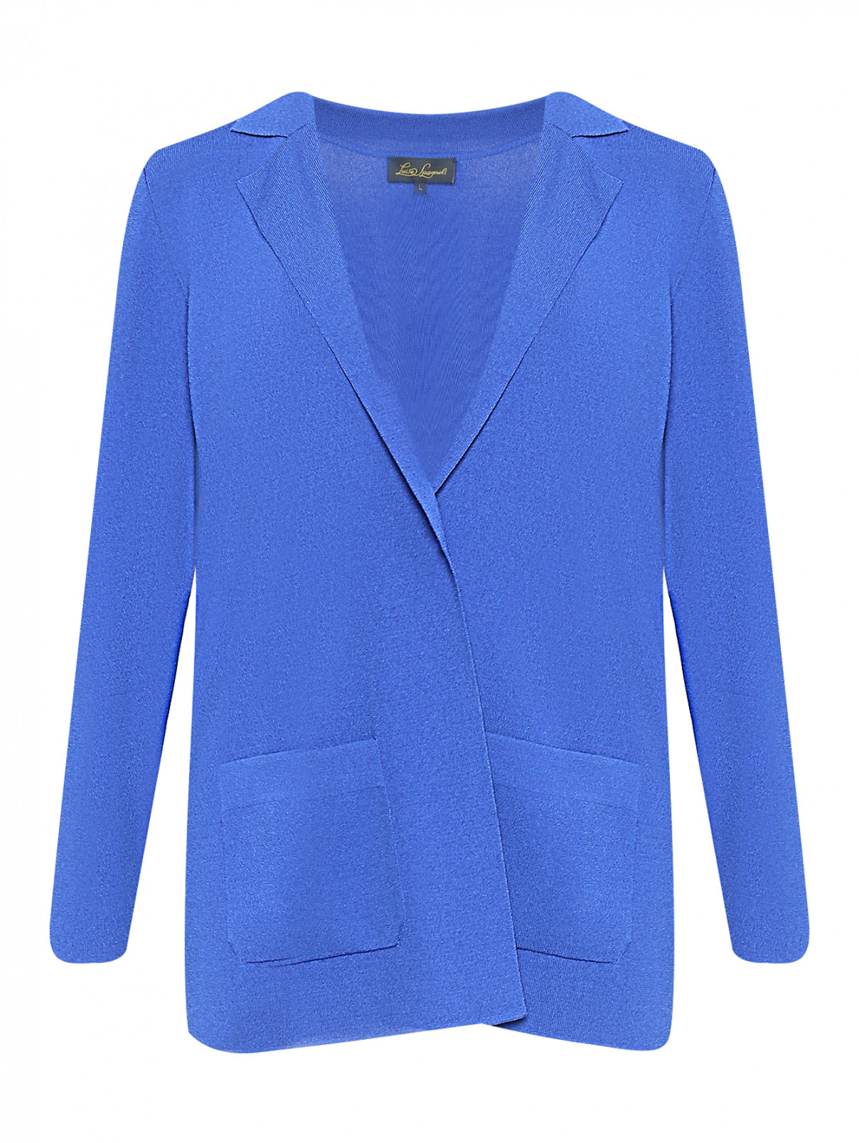 Кардиган свободного кроя с карманами Luisa Spagnoli  –  Общий вид  – Цвет:  Синий