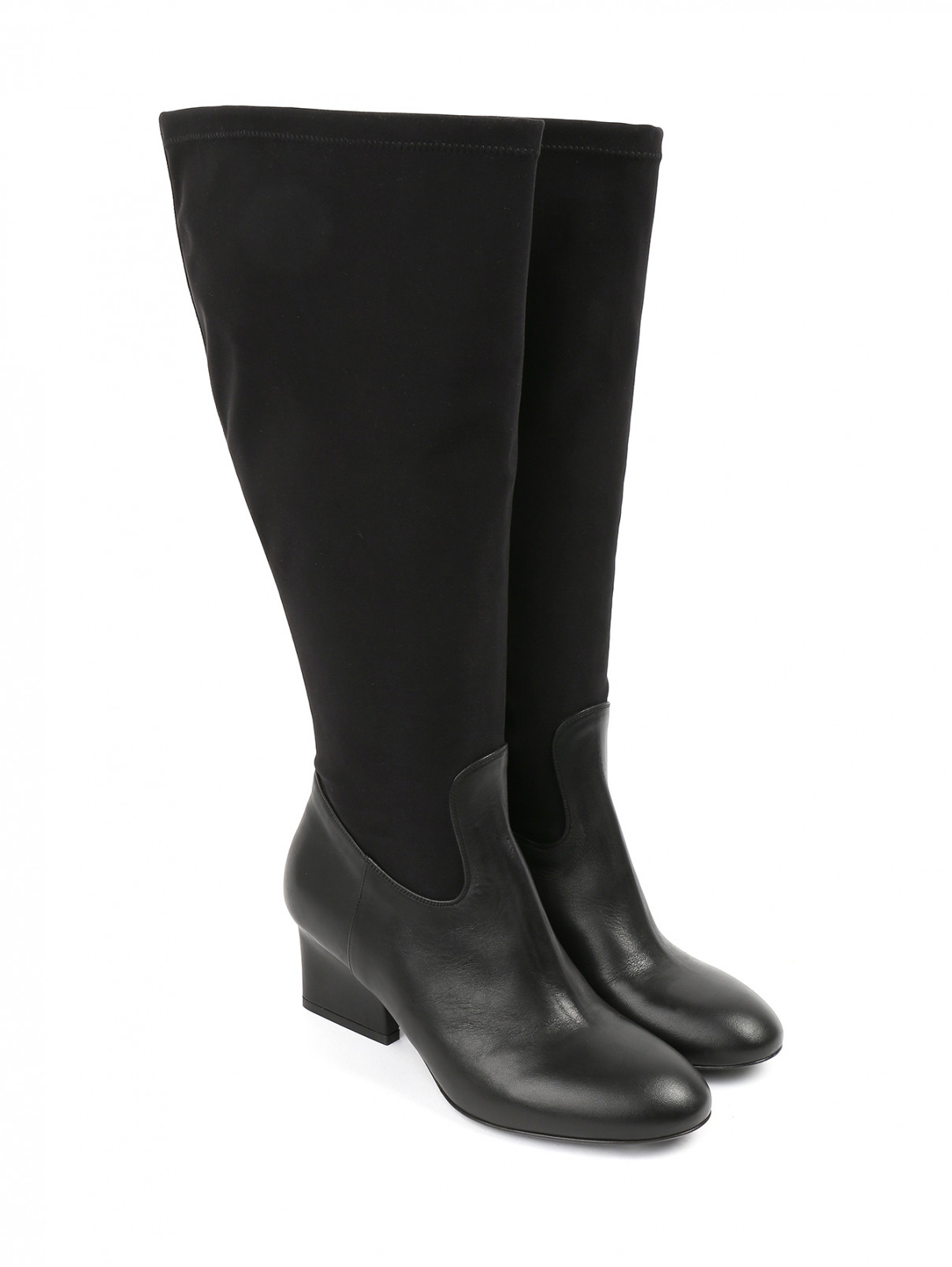 Высокие сапоги на устойчивом каблуке Marina Rinaldi  –  Общий вид  – Цвет:  Черный