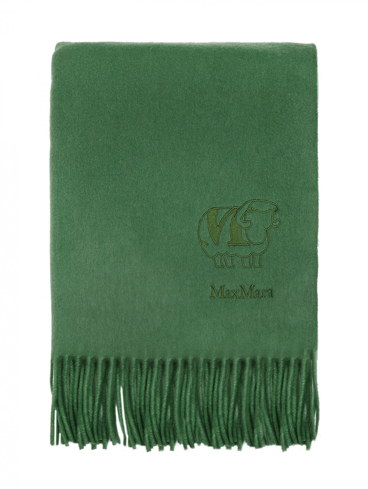 Шарф из кашемира с бахромой Max Mara  –  Общий вид  – Цвет:  Зеленый
