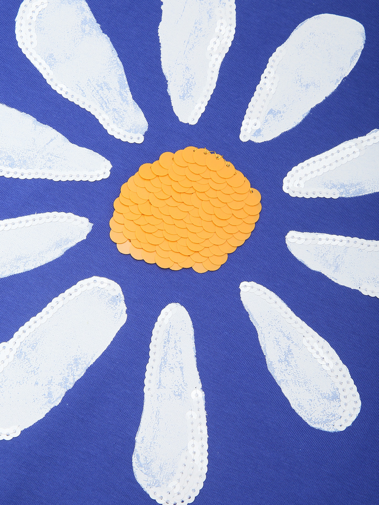 Хлопковая футболка с пайетками Marni  –  Деталь  – Цвет:  Синий