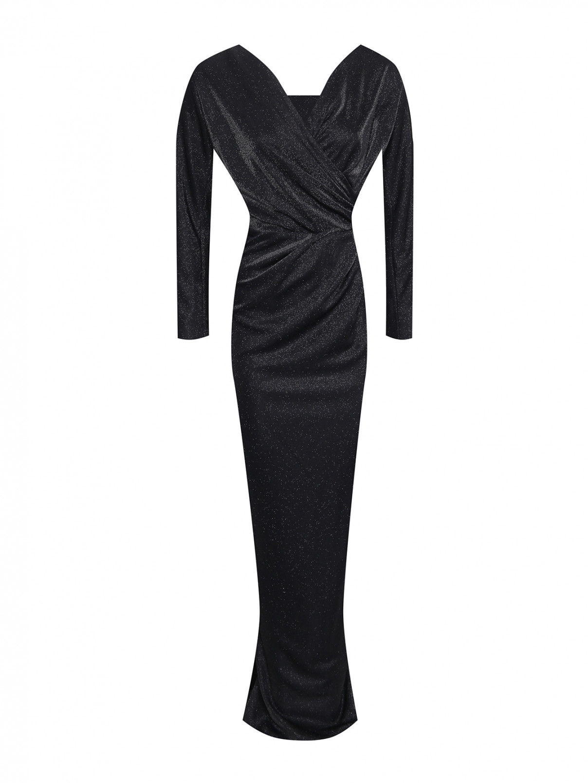 Платье-макси со сборкой Rhea Costa  –  Общий вид  – Цвет:  Черный