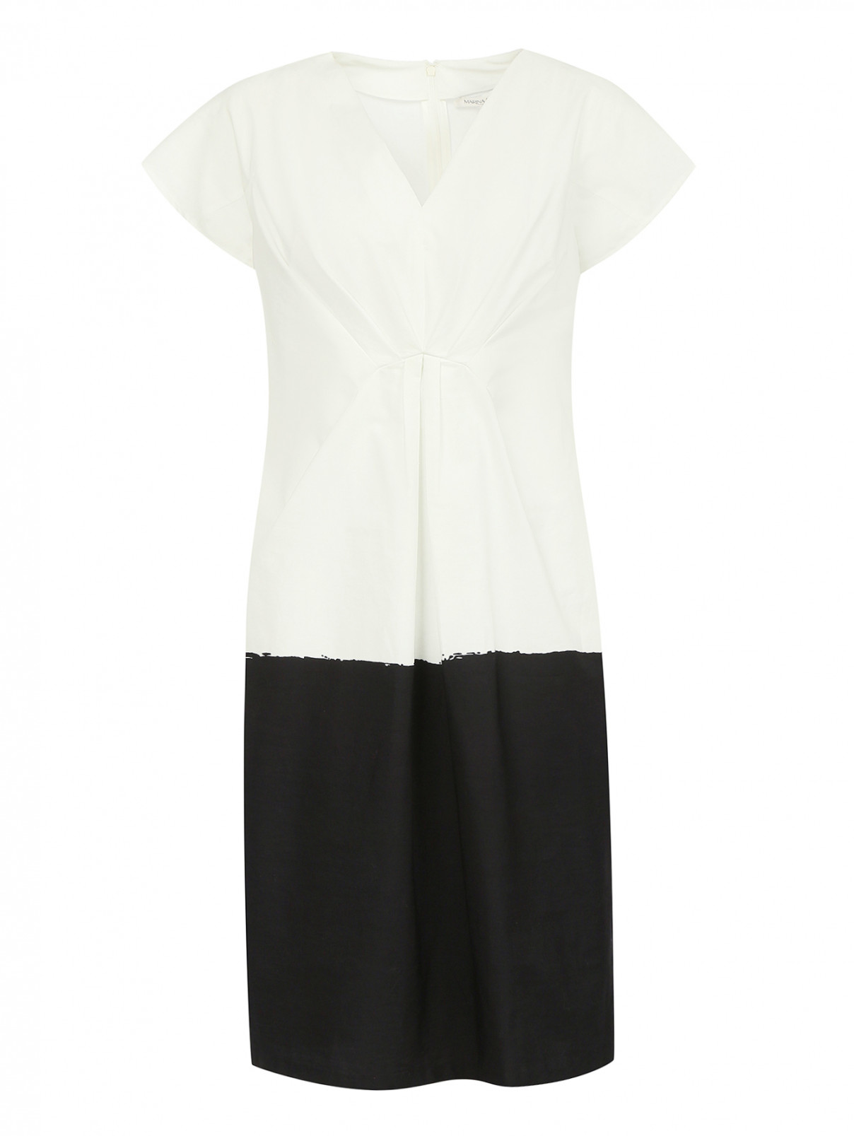 Платье из хлопка с драпировкой Marina Rinaldi  –  Общий вид  – Цвет:  Белый
