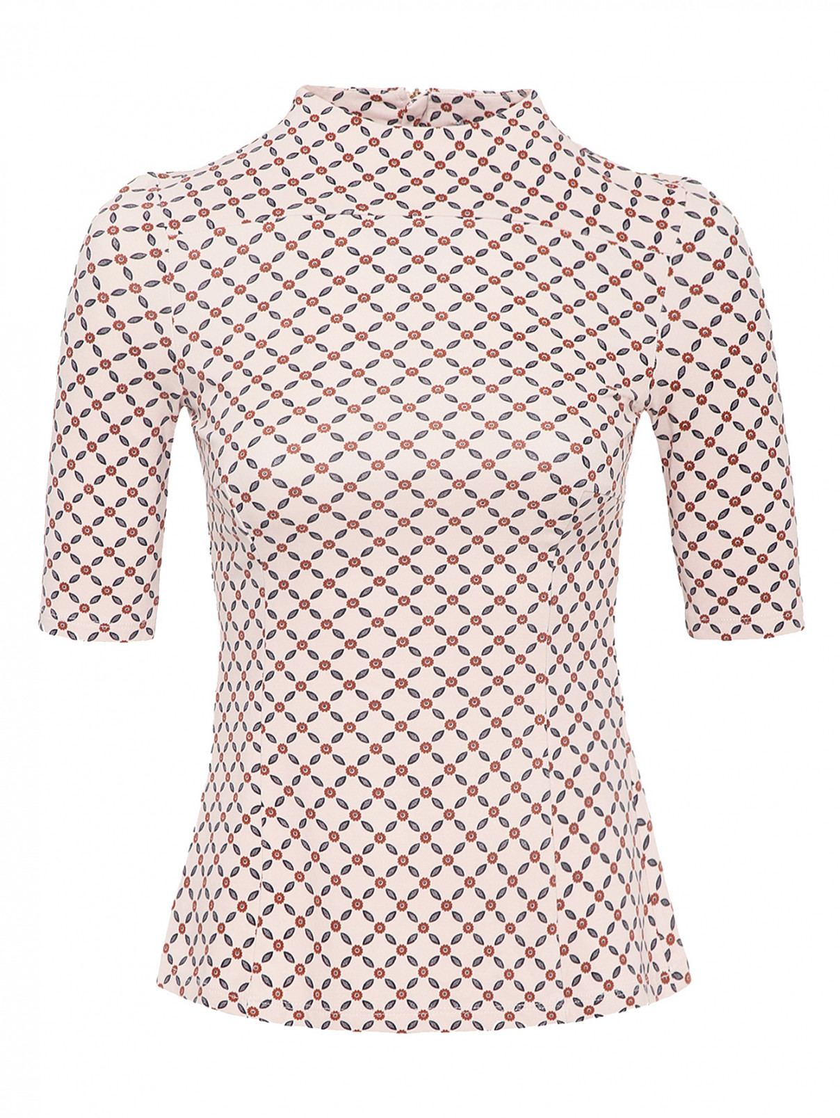 Трикотажная блуза с рельефами Comma  –  Общий вид  – Цвет:  Узор