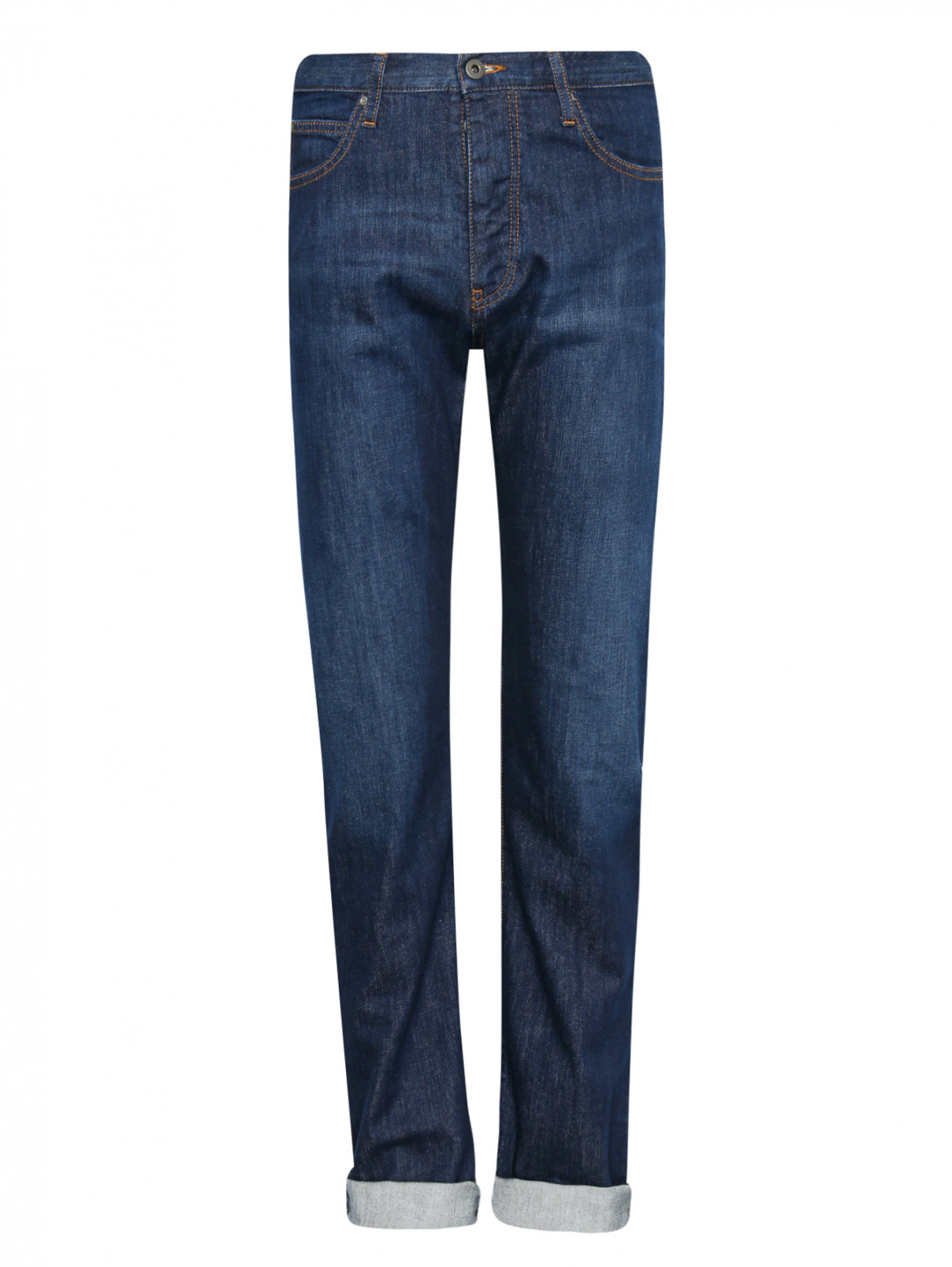 Джинсы прямого кроя из темного денима Armani Jeans  –  Общий вид  – Цвет:  Синий