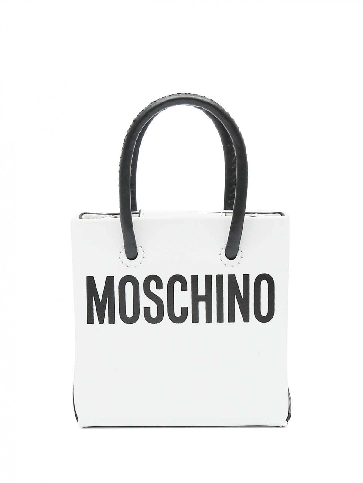 Мини-сумочка из кожи с контрастной отделкой Moschino  –  Общий вид  – Цвет:  Белый