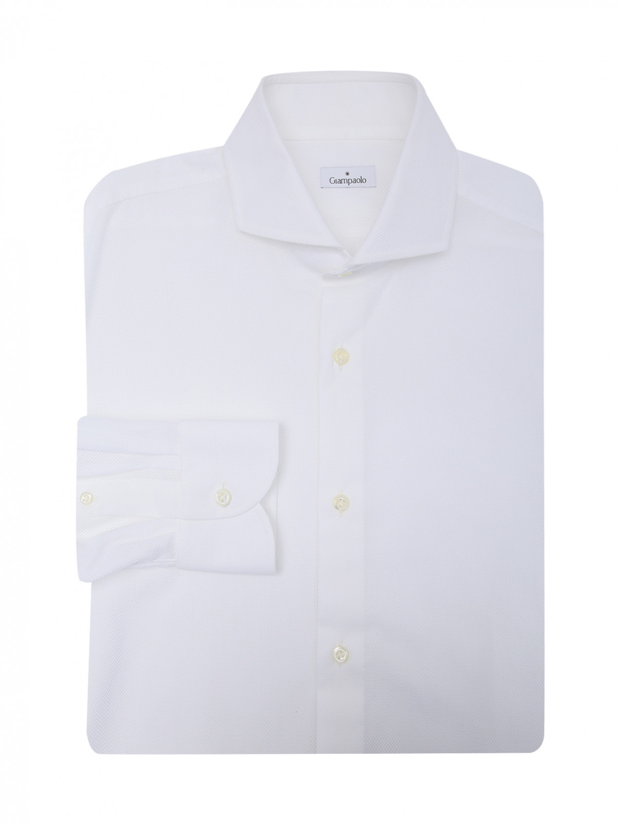 Рубашка из хлопка на пуговицах Giampaolo  –  Общий вид  – Цвет:  Белый