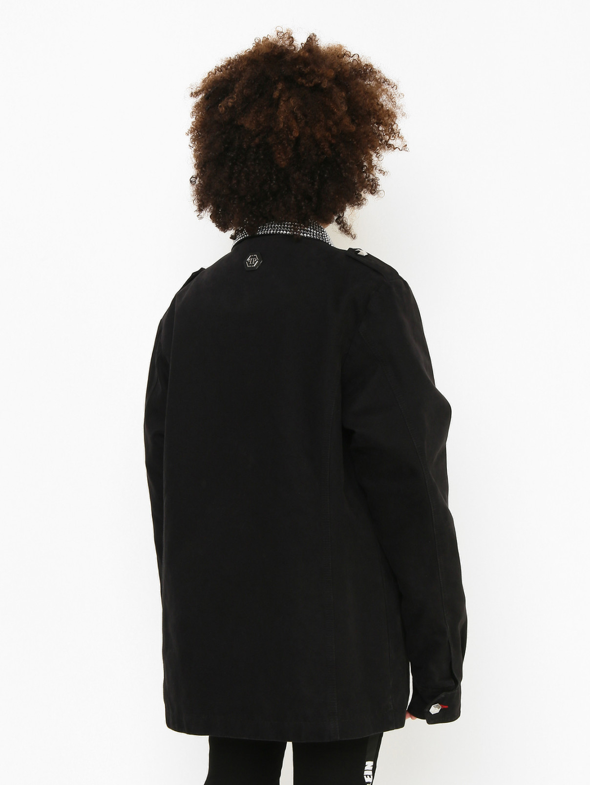 Утепленная куртка со стразами Philipp Plein  –  МодельВерхНиз1  – Цвет:  Черный