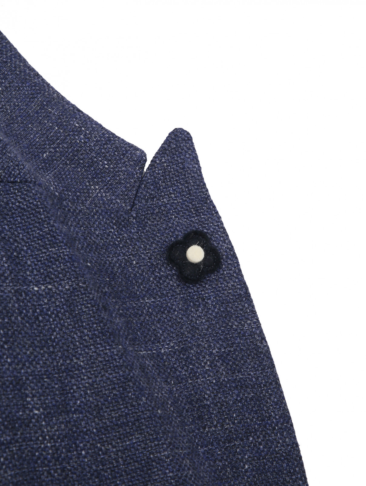 Пиджак из льна и шерсти с карманами LARDINI  –  Деталь2  – Цвет:  Синий