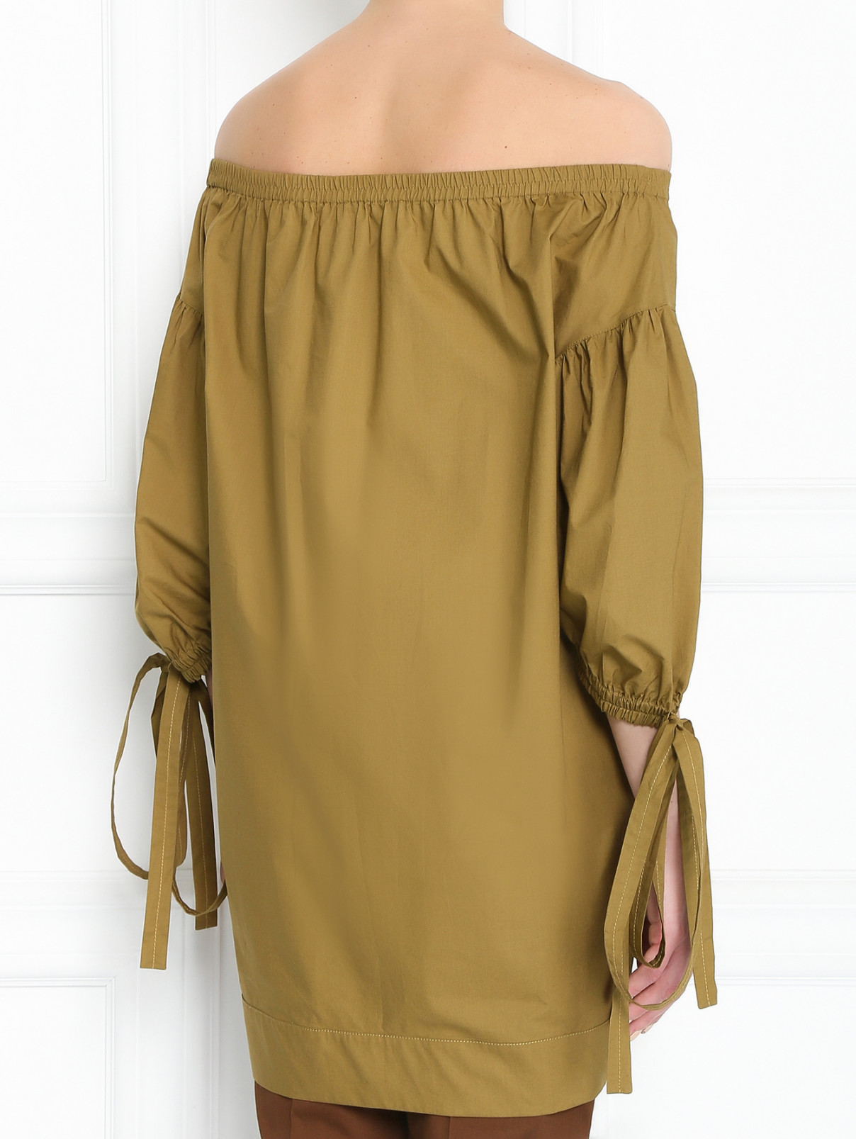 Удлиненная блуза из хлопка с короткими рукавами Sonia Rykiel  –  МодельВерхНиз1  – Цвет:  Зеленый