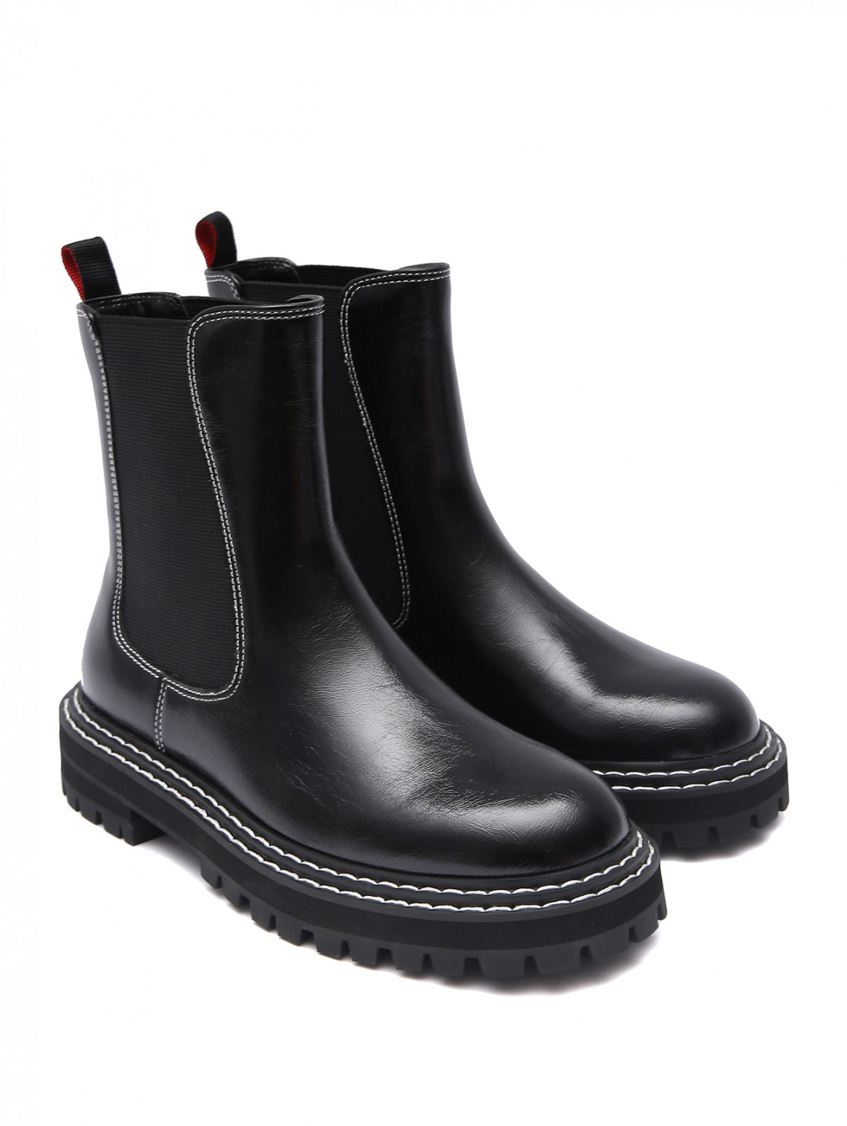 Ботинки с контрастной отстрочкой Max&Co  –  Общий вид  – Цвет:  Черный