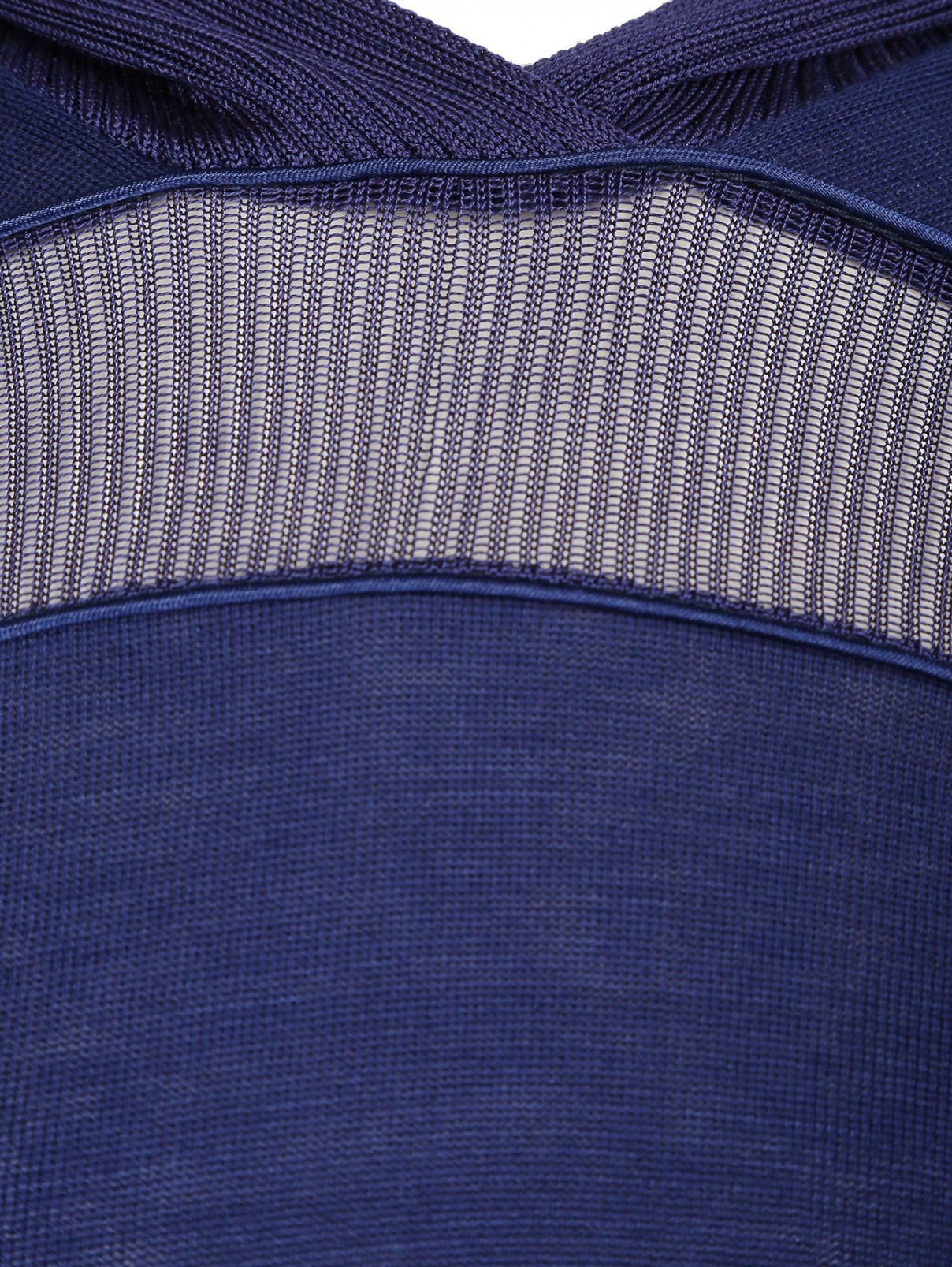 Трикотажное пончо из хлопка с капюшоном Philosophy di Alberta Ferretti  –  Деталь  – Цвет:  Синий