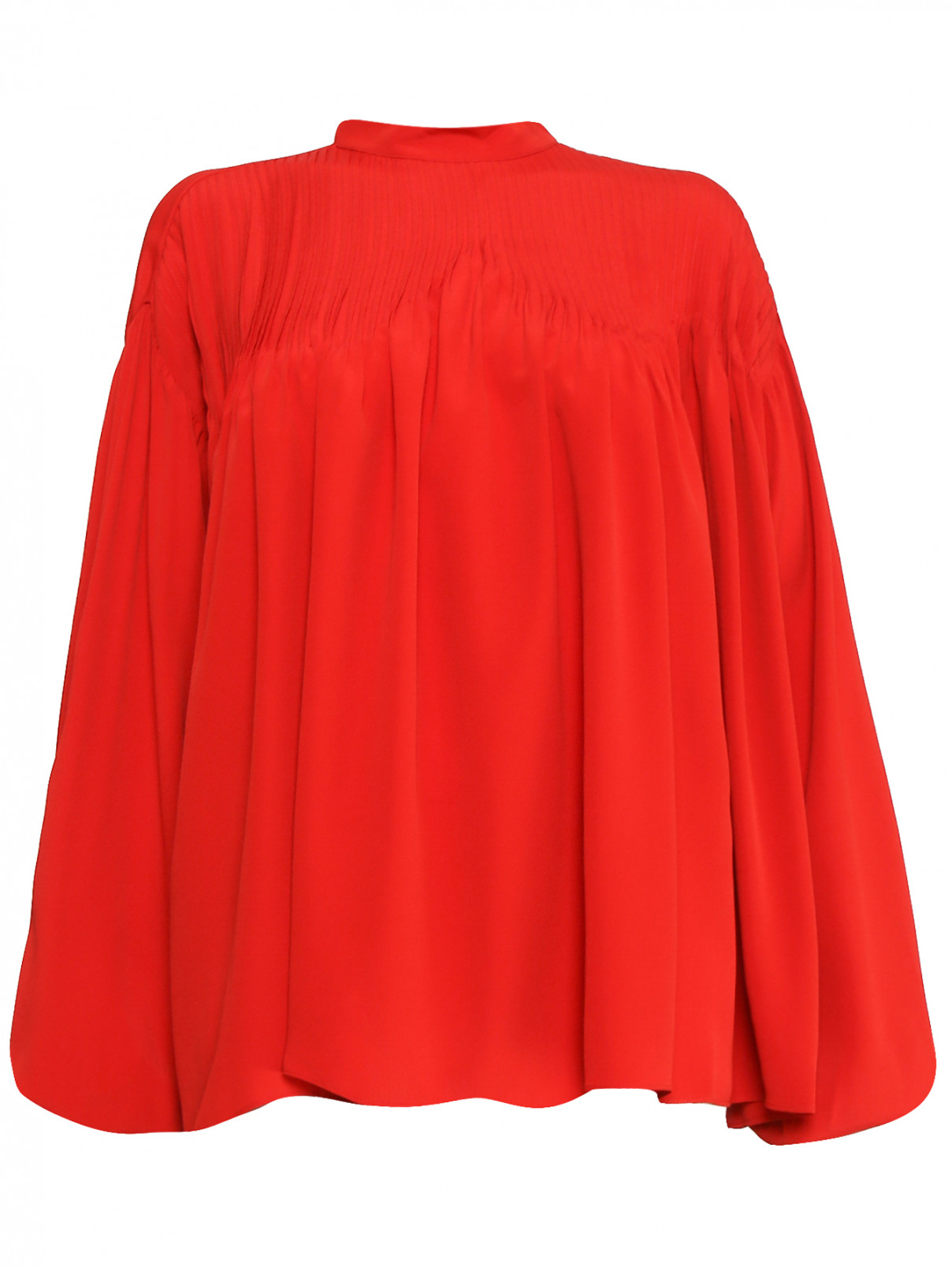 Блуза из смешанного шелка свободного кроя N21  –  Общий вид  – Цвет:  Красный