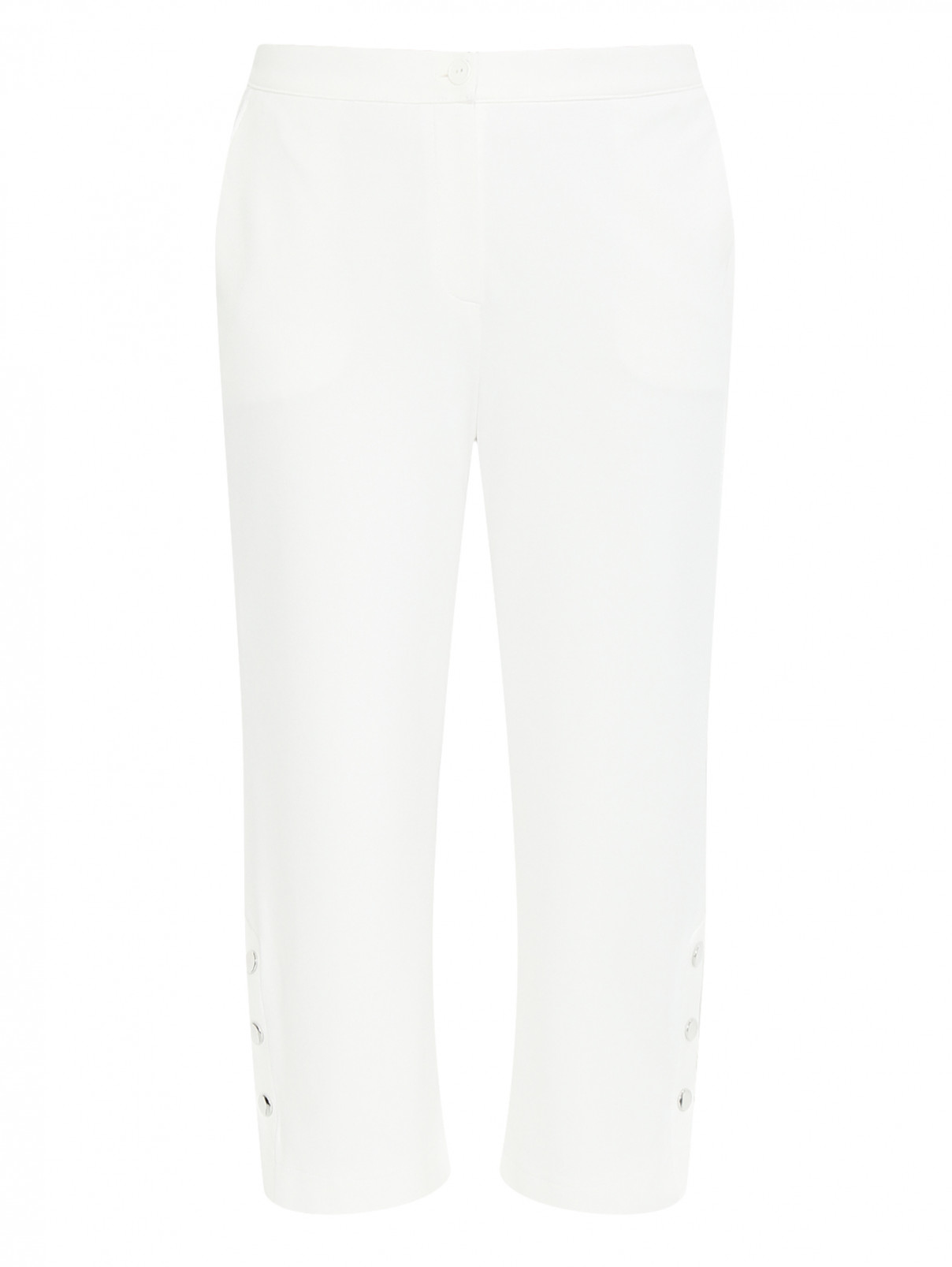 Трикотажные брюки с металлической фурнитурой Persona by Marina Rinaldi  –  Общий вид  – Цвет:  Белый