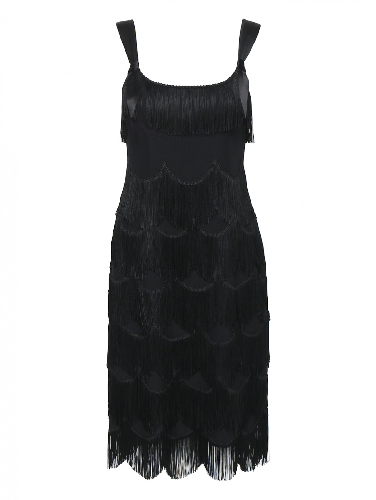 Платье миди с бахромой Marc Jacobs  –  Общий вид  – Цвет:  Черный