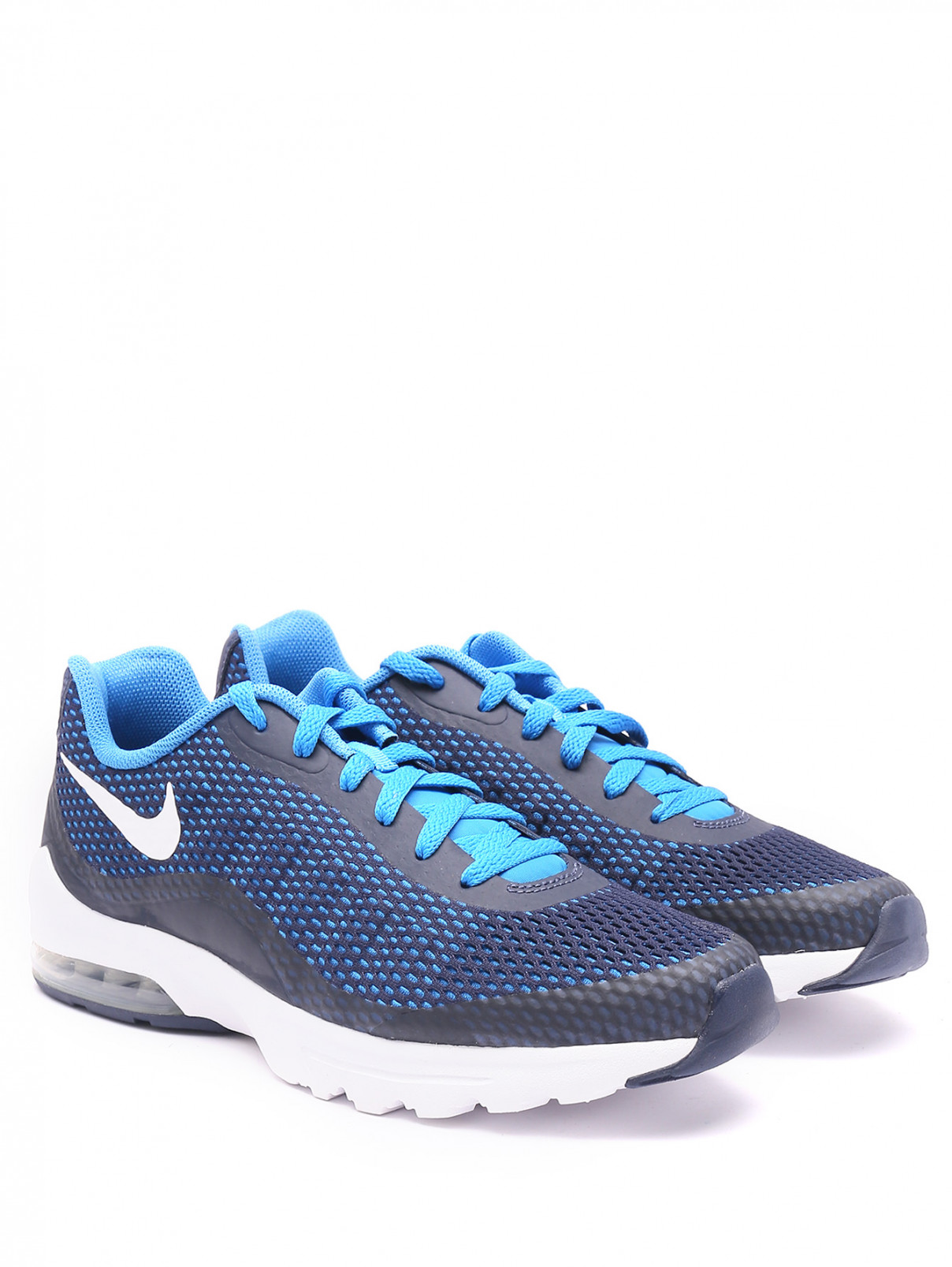 Кроссовки из текстиля с узором и логотипом Nike  –  Общий вид  – Цвет:  Синий